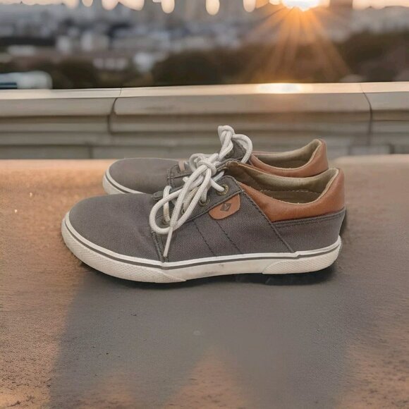 Sperry Other - ✅Sperry Top Sider Canvas Shoe Youth Sz 13.5 EU 31.5 SP-Ollie Boat Sneakers Grey